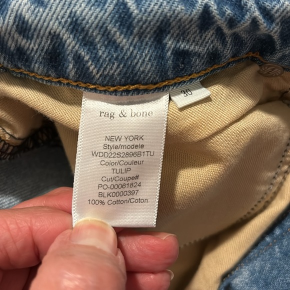 Rag and Bone. Nina high rise ankle cigarette. Button-fly 100% cotton Sz30, Tulip - Picture 16 of 16